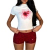 image:imageRoseSeek Womens Leopard Sequin Mini Shorts Drop Waist Skinny Y2K Shorts Club Rave BottomsRose Red