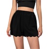 image:imageRoseSeek Womens Scallop Trim Elastic High Waisted Shorts Straight Leg Casual Summer ShortsBlack