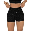 image:imageRoseSeek Womens Sparkling Sequin Shorts Bodycon High Waisted Micro Party Rave Mini ShortsBlack