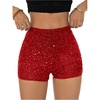 image:imageRoseSeek Womens Sparkling Sequin Shorts Bodycon High Waisted Micro Party Rave Mini ShortsRed