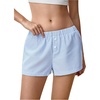 image:imageRoseSeek Womens Striped Button Up Boxer Shorts Elastic Waist Casual Mini Shorts Summer LoungeBlue