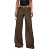 image:imageRoseSeek Womens Wide Leg Dress Pants Drawstring Eyelet Baggy Business Work Long Pants TrousersCoffee Brown