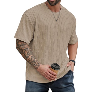 image:imageMens Big and Tall Shirts Textured Knit Tshirt Shirts Casual Summer Tops TrendyApricot Khaki