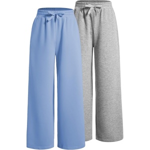 image:imageRoseSeek 2 Pack Girls Sweatpants Wide Leg Elastic Waist Pants with Pockets Baggy Joggers Track Pants TrendyBlue