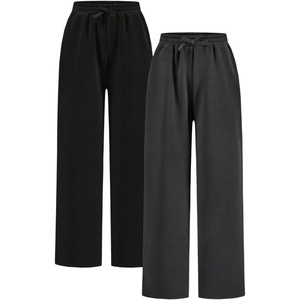 image:imageRoseSeek 2 Pack Girls Sweatpants Wide Leg Elastic Waist Pants with Pockets Baggy Joggers Track Pants TrendyGrey and Black