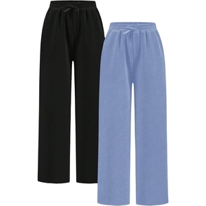 image:imageRoseSeek 2 Pack Girls Sweatpants Wide Leg Elastic Waist Pants with Pockets Baggy Joggers Track Pants TrendyMulticolor Blue