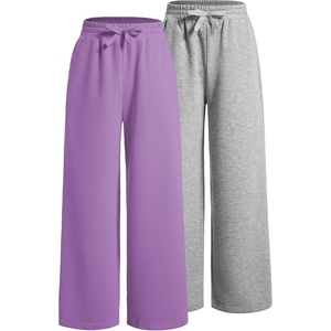 image:imageRoseSeek 2 Pack Girls Sweatpants Wide Leg Elastic Waist Pants with Pockets Baggy Joggers Track Pants TrendyMulticolor Grey