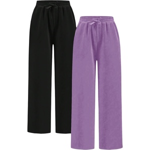 image:imageRoseSeek 2 Pack Girls Sweatpants Wide Leg Elastic Waist Pants with Pockets Baggy Joggers Track Pants TrendyMulticolor Pink