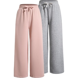 image:imageRoseSeek 2 Pack Girls Sweatpants Wide Leg Elastic Waist Pants with Pockets Baggy Joggers Track Pants TrendyPink and Grey
