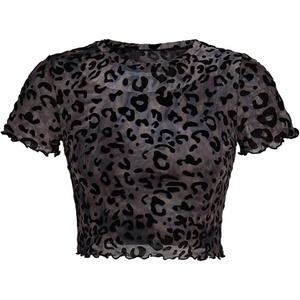 image:imageRoseSeek Girls 2 Piece Outfits Star Graphic Y2K Sheer Mesh Shirts and Spaghetti Strap Camisole TopsLeopard Black