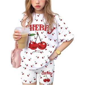 image:imageRoseSeek Girls 2 Piece Summer Outfits Cherry Graphic Tees and Biker Shorts Cute Clothing SetWhite