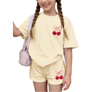 image:imageRoseSeek Girls 2 Piece Summer Outfits Short Sleeve Camo T Shirt and Mini Shorts Clothing Set TracksuitBeige