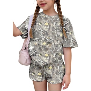 image:imageRoseSeek Girls 2 Piece Summer Outfits Short Sleeve Camo T Shirt and Mini Shorts Clothing Set TracksuitGreen