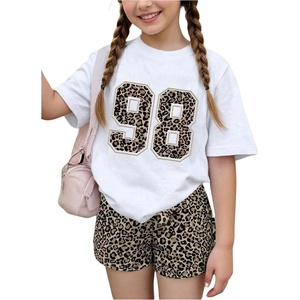 image:imageRoseSeek Girls 2 Piece Summer Outfits Short Sleeve Camo T Shirt and Mini Shorts Clothing Set TracksuitNumber White
