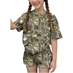image:imageRoseSeek Girls 2 Piece Summer Outfits Short Sleeve Camo T Shirt and Mini Shorts Clothing Set TracksuitYellow Camo