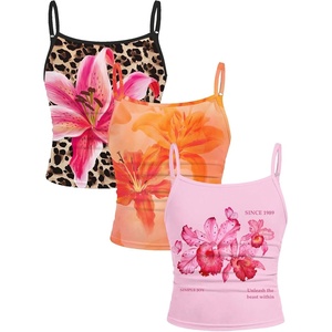 image:imageRoseSeek Girls 3 Packs Cheetah Leopard Floral Tank Top Spaghetti Strap Fitted Summer Cute Camisole TopsMulticolor