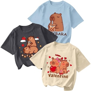 image:imageRoseSeek Girls 3 Packs Graphic Print T Shirts Set Crew Neck Short Sleeve T Shirt Oversized Summer TopsBeige Blue Black