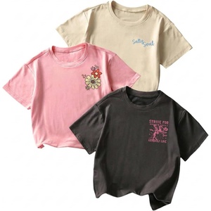 image:imageRoseSeek Girls 3 Packs Graphic Print T Shirts Set Crew Neck Short Sleeve T Shirt Oversized Summer TopsBeige Pink Blue