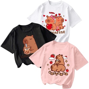 image:imageRoseSeek Girls 3 Packs Graphic Print T Shirts Set Crew Neck Short Sleeve T Shirt Oversized Summer TopsMulti Black White Pink