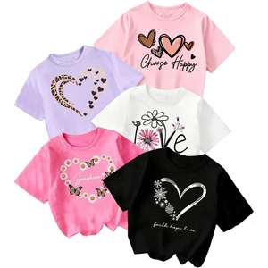 image:imageRoseSeek Girls 3 Packs Graphic Print T Shirts Set Crew Neck Short Sleeve T Shirt Oversized Summer TopsPink Purple Black