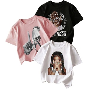 image:imageRoseSeek Girls 3 Packs Graphic Print T Shirts Set Crew Neck Short Sleeve T Shirt Oversized Summer TopsPink White Black