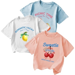 image:imageRoseSeek Girls 3 Packs Graphic Print T Shirts Set Crew Neck Short Sleeve T Shirt Oversized Summer TopsWhite Blue Pink