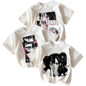 image:imageRoseSeek Girls 3 Packs Graphic Print T Shirts Set Crew Neck Short Sleeve T Shirt Oversized Summer TopsWhite and Black