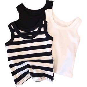 image:imageRoseSeek Girls 3 Piece Striped Sleeveless Shirt Scoop Neck Basic Tank Tops Casual UndershirtsBlack and White