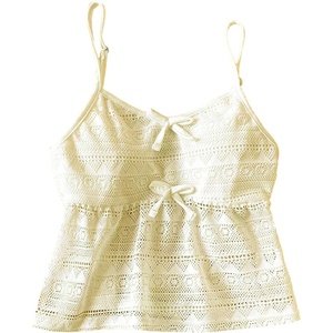 image:imageRoseSeek Girls Boho Bowknot Hollow Out Camisole Tops Spaghetti Strap V Neck Babydoll Crop TopApricot