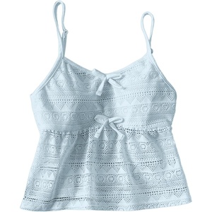 image:imageRoseSeek Girls Boho Bowknot Hollow Out Camisole Tops Spaghetti Strap V Neck Babydoll Crop TopLight Pure Blue
