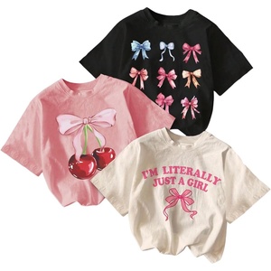 image:imageRoseSeek Girls Bow Cherry Graphic Tees Short Sleeve Crewneck Cute T Shirts Tops for Teens Summer TopsBeige Pink Black