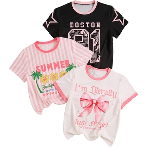 image:imageRoseSeek Girls Bow Cherry Graphic Tees Short Sleeve Crewneck Cute T Shirts Tops for Teens Summer TopsMix Black White Pink
