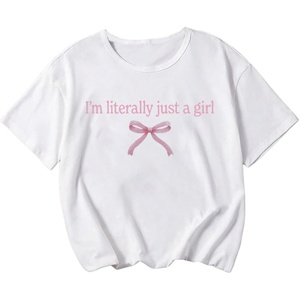 image:imageRoseSeek Girls Bow Graphic Tees Crew Neck Short Sleeve Summer T Shirts Preppy Cute Clothes for GirlsWhite With Pink