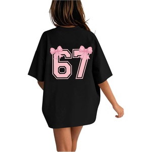 image:imageRoseSeek Girls Bow Leopard Graphic Tees Short Sleeve Preppy Summer T Shirt Aesthetic Baggy TopsLetter Black