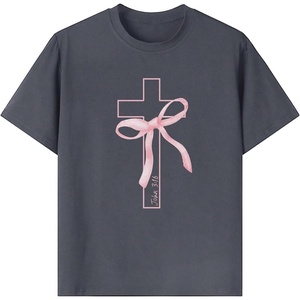 image:imageRoseSeek Girls Bowknot Cross Graphic Tees Crew Neck Short Sleeve T Shirts Streetwear TopsDark Grey