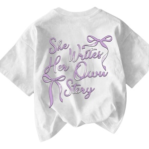 image:imageRoseSeek Girls Bowknot Letter Graphic Tshirt Short Sleeve Crew Neck Cute Summer Tee TopsBowknot White