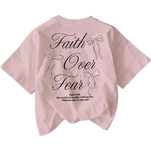 image:imageRoseSeek Girls Bowknot Letter Graphic Tshirt Short Sleeve Crew Neck Cute Summer Tee TopsPink