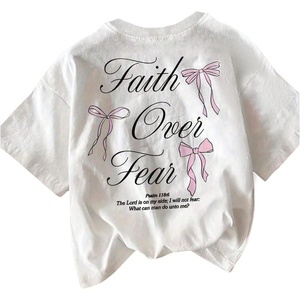 image:imageRoseSeek Girls Bowknot Letter Graphic Tshirt Short Sleeve Crew Neck Cute Summer Tee TopsWhite