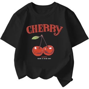 image:imageRoseSeek Girls Cherry Leopard Shirt Short Sleeve Loose Cute Summer T Shirt Trendy Aesthetic Baggy TopsBlack