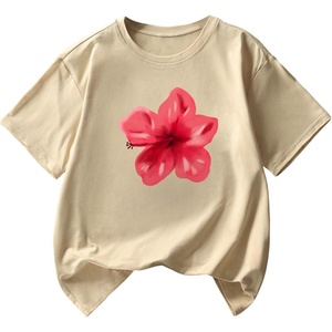 image:imageRoseSeek Girls Cherry Leopard Shirt Short Sleeve Loose Cute Summer T Shirt Trendy Aesthetic Baggy TopsFloral Apricot