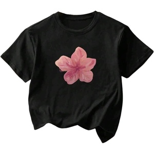 image:imageRoseSeek Girls Cherry Leopard Shirt Short Sleeve Loose Cute Summer T Shirt Trendy Aesthetic Baggy TopsFloral Black