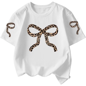 image:imageRoseSeek Girls Cherry Leopard Shirt Short Sleeve Loose Cute Summer T Shirt Trendy Aesthetic Baggy TopsMix White