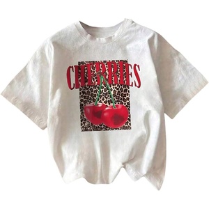 image:imageRoseSeek Girls Cherry Leopard Shirt Short Sleeve Loose Cute Summer T Shirt Trendy Aesthetic Baggy TopsWhite