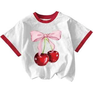 image:imageRoseSeek Girls Cherry Shirt Short Sleeve Colorblock Graphic Tees Cute Summer Shirts Y2k Aesthetic ClothesMulti White