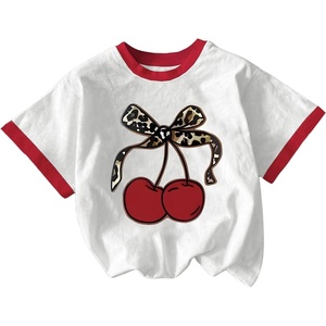 image:imageRoseSeek Girls Cherry Shirt Short Sleeve Colorblock Graphic Tees Cute Summer Shirts Y2k Aesthetic ClothesWhite and Red