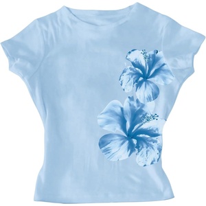 image:imageRoseSeek Girls Floral Graphic Crop Tops Tees Short Sleeve Crewneck Cute Slim Fit T Shirt Summer TopsBlue White Pink