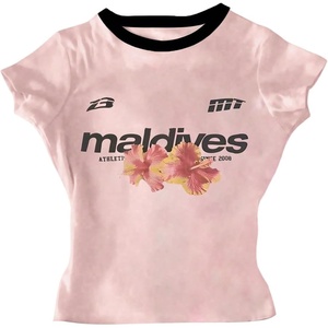 image:imageRoseSeek Girls Floral Graphic Crop Tops Tees Short Sleeve Crewneck Cute Slim Fit T Shirt Summer TopsFloral Pink and Black