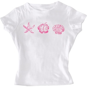 image:imageRoseSeek Girls Floral Graphic Crop Tops Tees Short Sleeve Crewneck Cute Slim Fit T Shirt Summer TopsWhite and Shell Pink