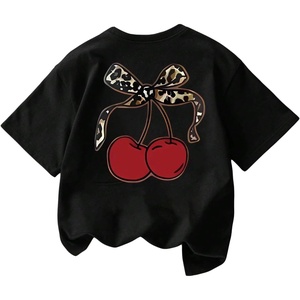 image:imageRoseSeek Girls Geometric Star Graphic Tee Tops Casual Summer Short Sleeve Crew Neck T ShirtCherry Black