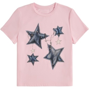 image:imageRoseSeek Girls Geometric Star Graphic Tee Tops Casual Summer Short Sleeve Crew Neck T ShirtPink